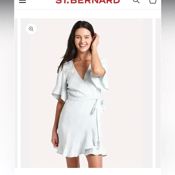 Honorine Edie Washable Linen Ruffle Wrap Dress - Picture 2 of 12